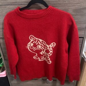 Red Sweater with Tiger Design size L